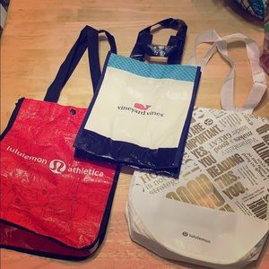 3 reusable tote bags! Lululemon & Vineyard vines!